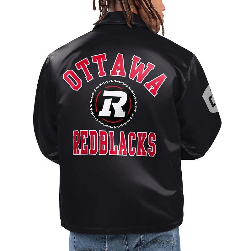 Veste d'entraîneurs à bouton-pression complète Starter Black Ottawa Redblacks Option Route pour hommes
