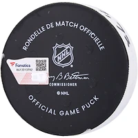 Rondelle de but utilisée par Adam Gaudette pour le match des Sénateurs d'Ottawa contre les Rangers de New York le 1er novembre 2024