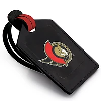 Étiquette de bagage en cuir personnalisée des Sénateurs d'Ottawa noirs