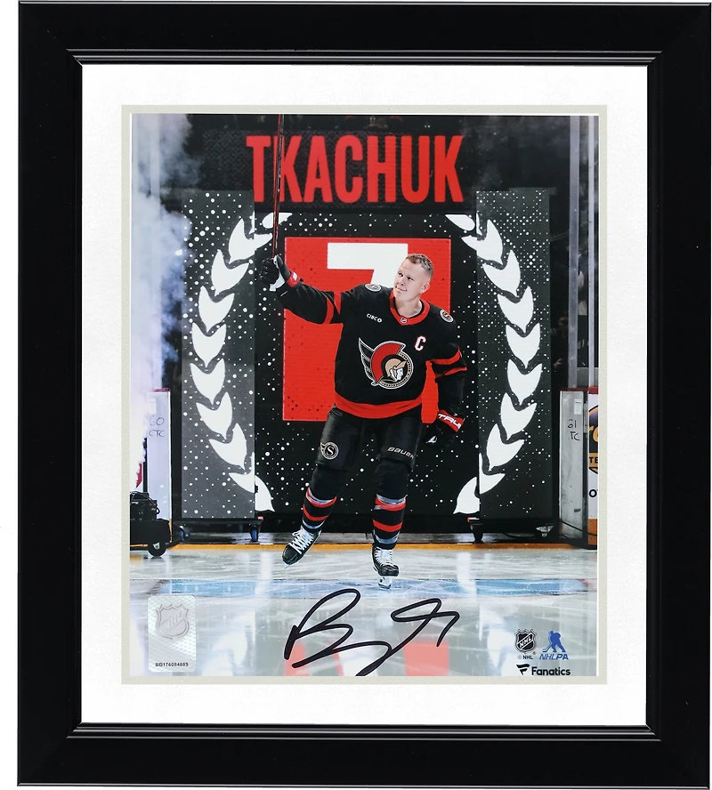 Brady Tkachuk Ottawa Senators Autographed 8" x 10" Pregame Saluting the Crowd Photograph