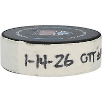Dylan Cozens Ottawa Senators Game-Used Goal Puck vs. New York Rangers on January 14, 2026