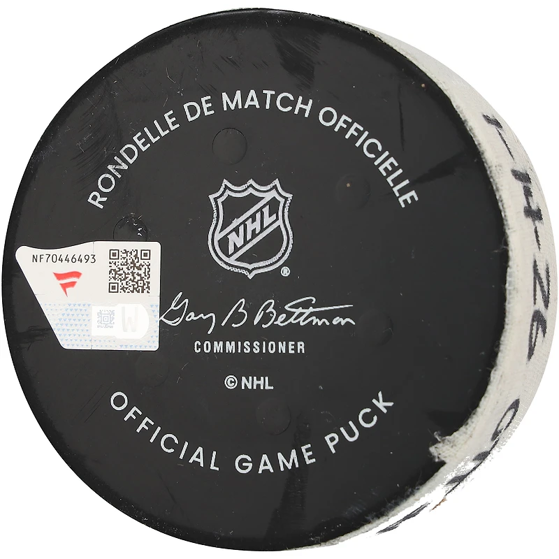 Dylan Cozens Ottawa Senators Game-Used Goal Puck vs. New York Rangers on January 14, 2026