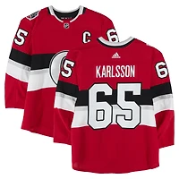 Erik Karlsson Ottawa Senators Practice-Used #65 Red adidas Jersey vs. Montreal Canadiens on December 16, 2017 - NHL100 Classic - Worn During Warm-Ups