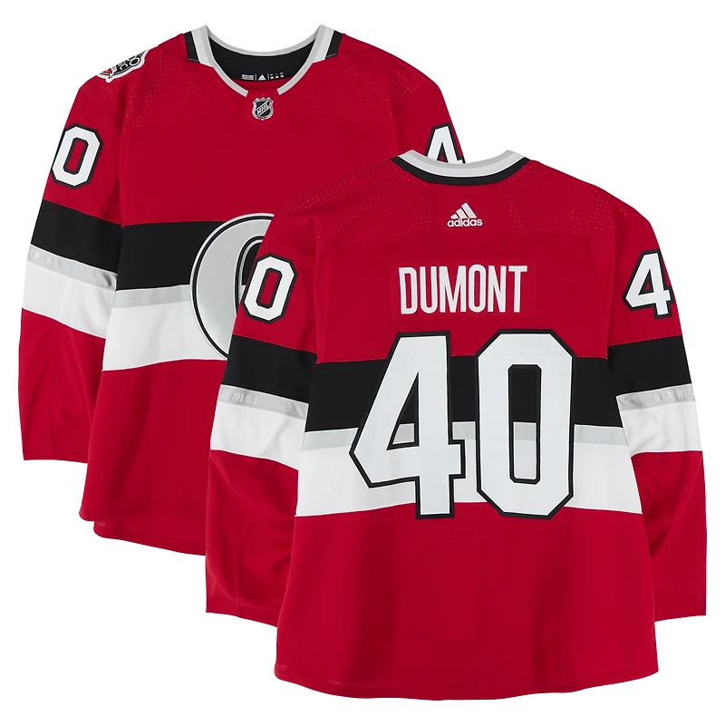 Gabriel Dumont Ottawa Senators Practice-Used #40 Red adidas Jersey vs. Montreal Canadiens on December 16, 2017 - NHL100 Classic - Worn During Warm-Ups