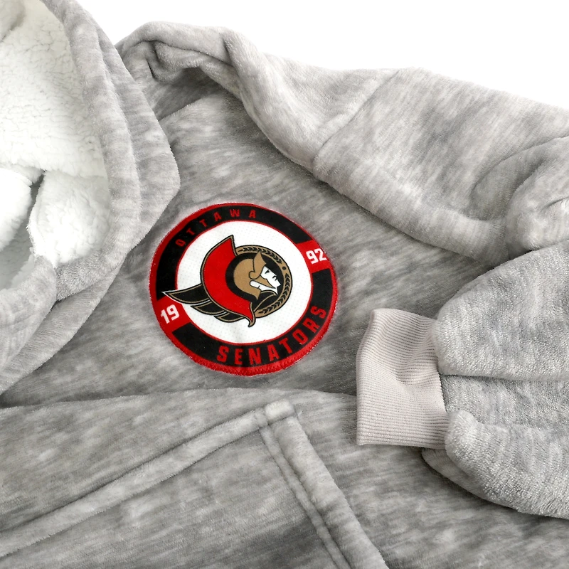 Gray Ottawa Senators Game Time Hoodie Blanket