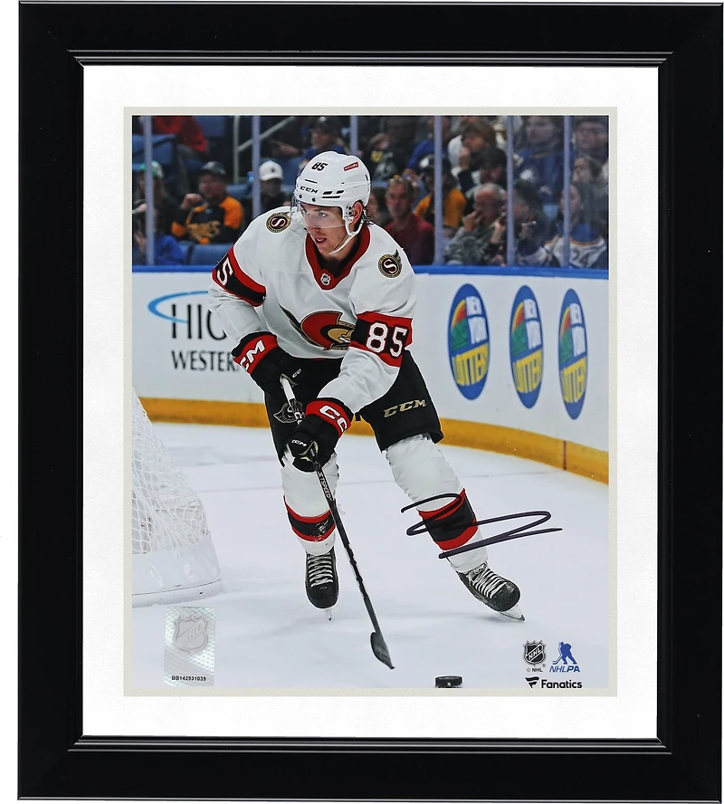 Jake Sanderson Ottawa Senators Autographed 8" x 10" White Jersey NHL Debut Photograph