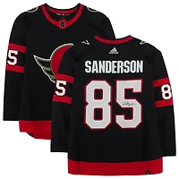 Maillot authentique Adidas noir autographié par Jake Sanderson des Sénateurs d'Ottawa