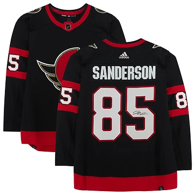 Maillot authentique Adidas noir autographié par Jake Sanderson des Sénateurs d'Ottawa