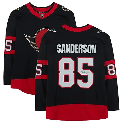 Maillot noir autographié des Fanatics Breakaway des Sénateurs d'Ottawa par Jake Sanderson