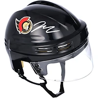 Casque mini noir autographié par Jake Sanderson des Sénateurs d'Ottawa