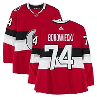 Mark Borowiecki Ottawa Senators Practice-Used #74 Red adidas Jersey vs. Montreal Canadiens on December 16, 2017 - NHL100 Classic - Worn During Warm-Ups