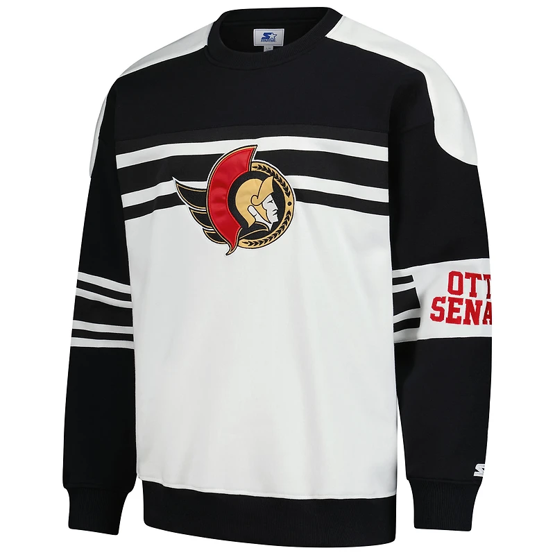 Sweat-shirt à col rond en molleton de défense blanc pour homme des Sénateurs d'Ottawa