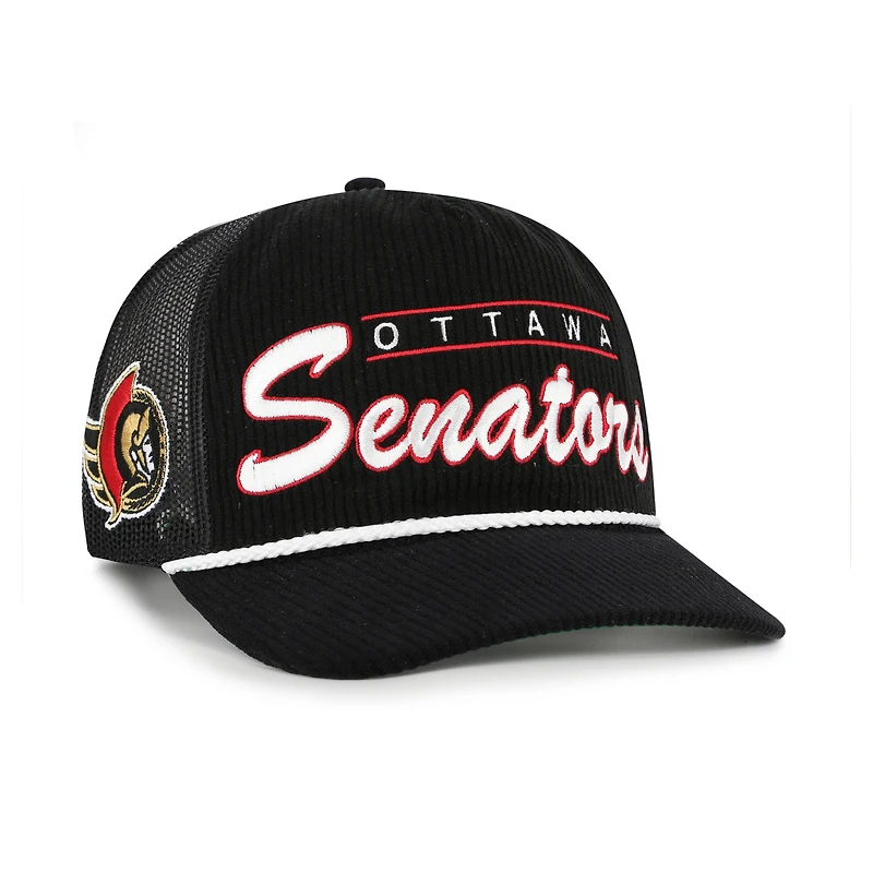Men's '47  Black Ottawa Senators Double Header Mesh Hitch Adjustable Hat