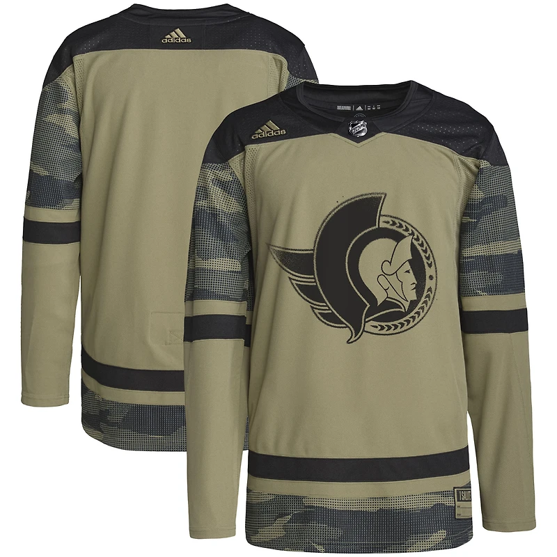 Maillot d'entraînement authentique de l'équipe d'appréciation militaire des Sénateurs d'Ottawa Camo adidas pour hommes