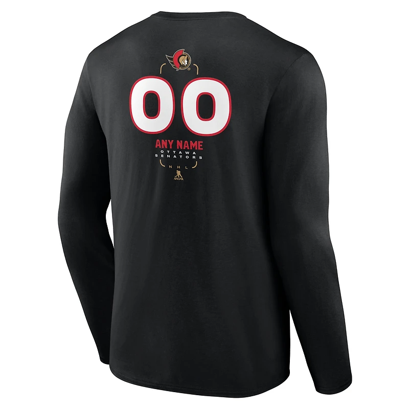 T-shirt à manches longues personnalisé pour homme, motif milieu de terrain rouge des Sénateurs d'Ottawa