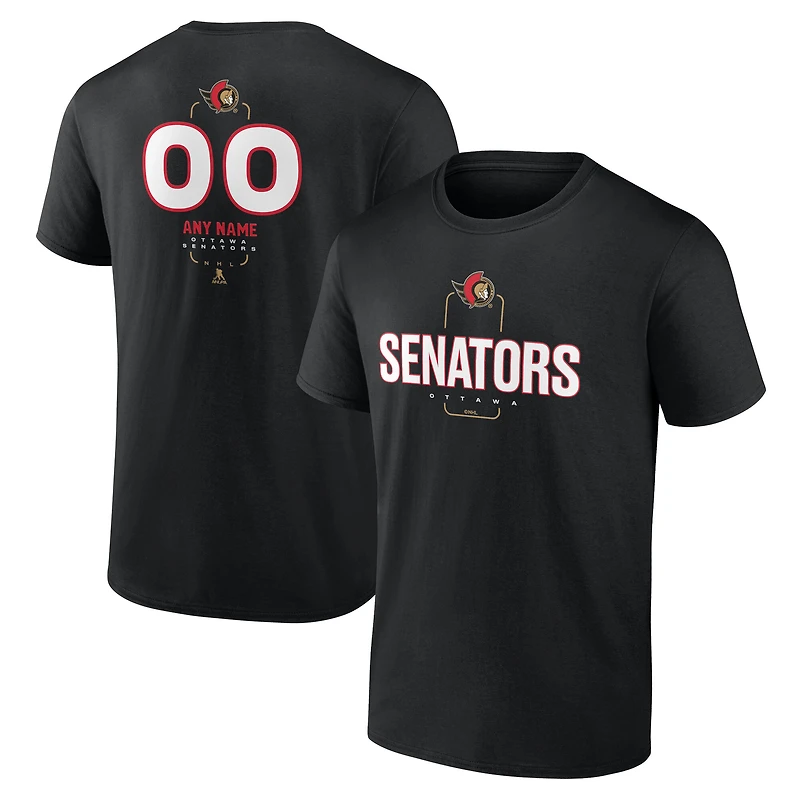 Men's Black Ottawa Senators Custom Midfielder T-Shirt