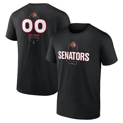 Men's Black Ottawa Senators Custom Midfielder T-Shirt