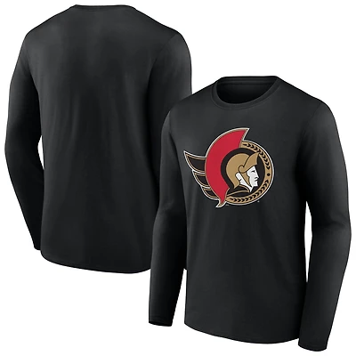 Men's  Black Ottawa Senators Primary Logo Long Sleeve T-Shirt