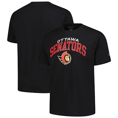 T-shirt noir Champion pour homme avec logo principal des Sénateurs d'Ottawa