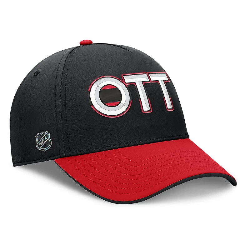 Men's Fanatics Black/Red Ottawa Senators Authentic Pro Rink Team Code Flex Hat