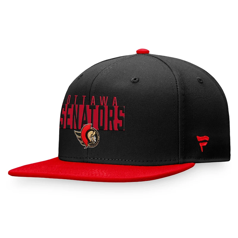 Casquette Snapback à blocs de couleurs fondamentaux Fanatics pour hommes, noir/rouge, Sénateurs d'Ottawa