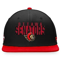 Casquette Snapback à blocs de couleurs fondamentaux Fanatics pour hommes, noir/rouge, Sénateurs d'Ottawa