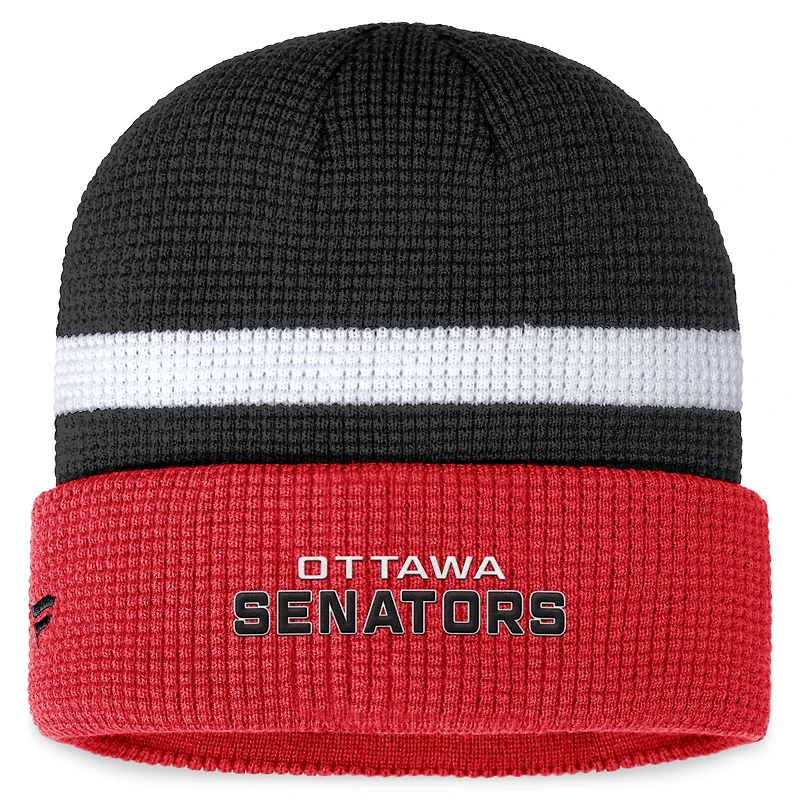 Men's Fanatics  Black/Red Ottawa Senators Fundamental Cuffed Knit Hat