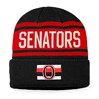Bonnet en tricot à revers rétro classique Fanatics pour hommes, noir/rouge, Sénateurs d'Ottawa