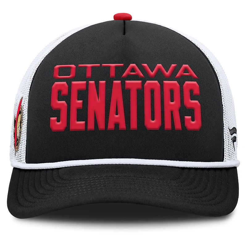 Men's Fanatics Black/White Ottawa Senators Authentic Pro Rink A-Frame Adjustable Hat