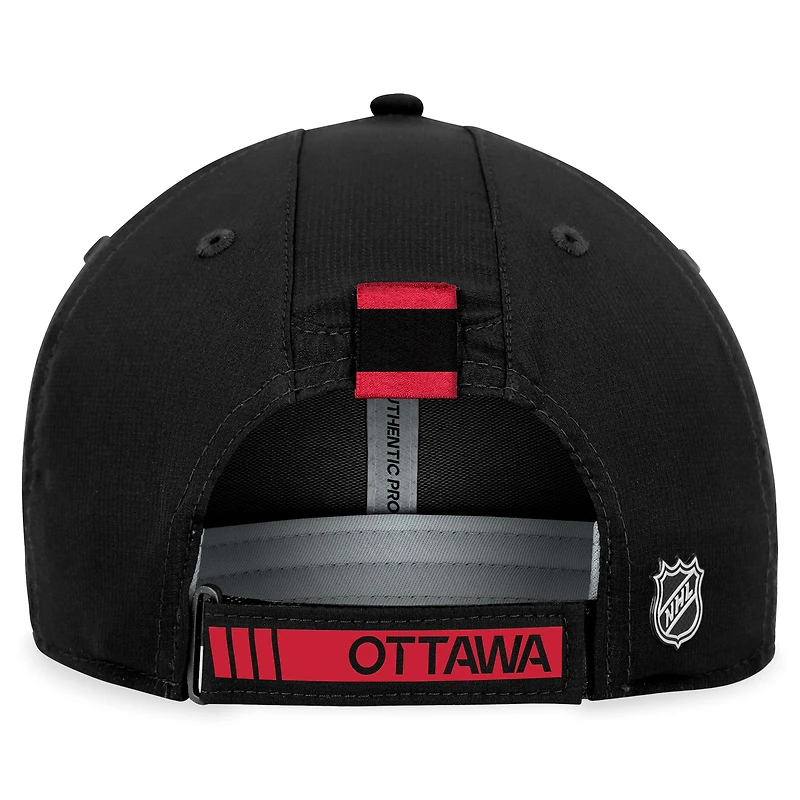 Casquette de performance réglable authentique Pro authentique des Sénateurs d'Ottawa Fanatics pour hommes, noire