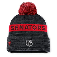 Bonnet en tricot à revers avec pompon authentique Pro Rink des Sénateurs d'Ottawa Fanatics pour hommes, noir