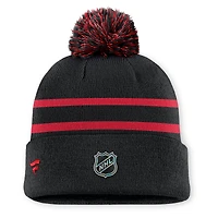 Men's Fanatics Black Ottawa Senators Authentic Pro Rink Cuffed Knit Hat with Pom