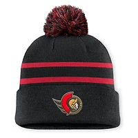 Men's Fanatics Black Ottawa Senators Authentic Pro Rink Cuffed Knit Hat with Pom