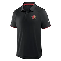 Men's Fanatics Black Ottawa Senators Authentic Pro Rink Raglan Polo