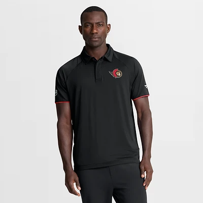 Men's Fanatics Black Ottawa Senators Authentic Pro Rink Raglan Polo