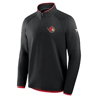 Men's Fanatics Black Ottawa Senators Authentic Pro Rink Raglan Quarter-Zip Pullover