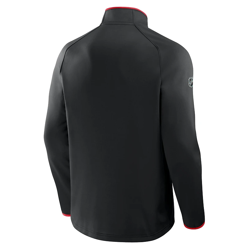Men's Fanatics Black Ottawa Senators Authentic Pro Rink Raglan Quarter-Zip Pullover