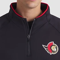 Men's Fanatics Black Ottawa Senators Authentic Pro Rink Raglan Quarter-Zip Pullover