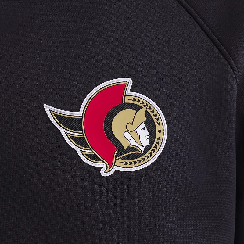 Men's Fanatics Black Ottawa Senators Authentic Pro Rink Raglan Quarter-Zip Pullover
