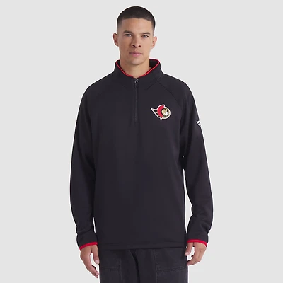 Men's Fanatics Black Ottawa Senators Authentic Pro Rink Raglan Quarter-Zip Pullover