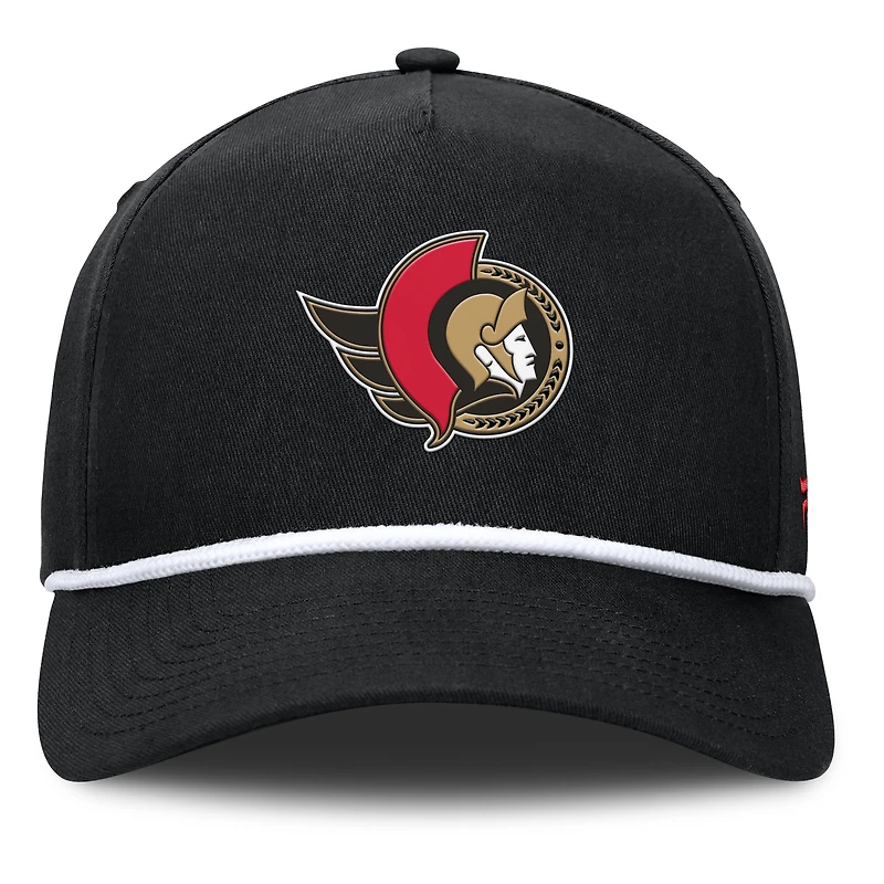 Men's Fanatics Black Ottawa Senators Authentic Pro Rink Roper A-Frame Adjustable Hat