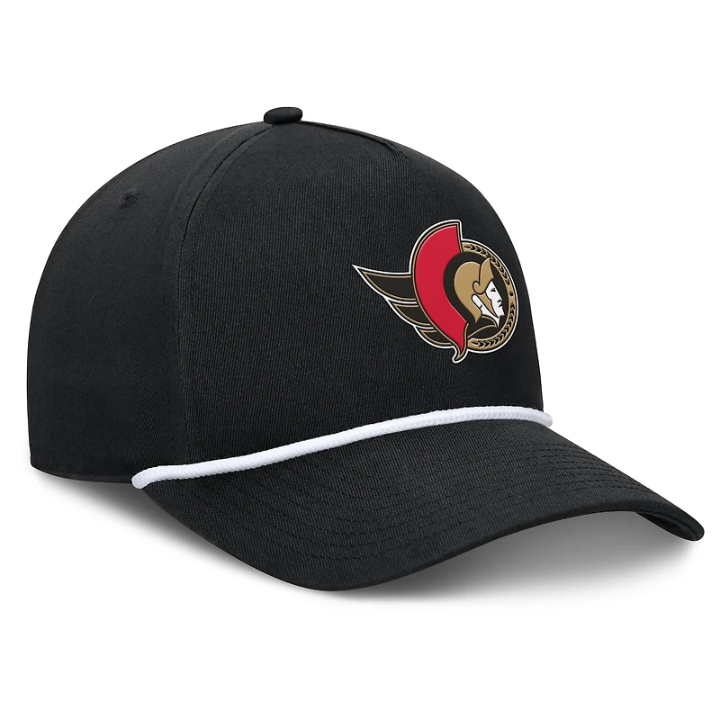 Men's Fanatics Black Ottawa Senators Authentic Pro Rink Roper A-Frame Adjustable Hat