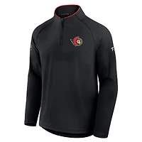 Pull d'entraînement à glissière quart de tour Authentic Pro Rink pour hommes Fanatics Black Ottawa Senators