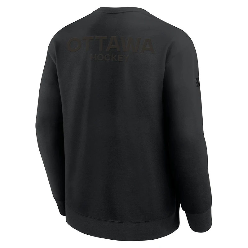 Men's Fanatics Black Ottawa Senators Authentic Pro Road Tri-Blend Sweatshirt