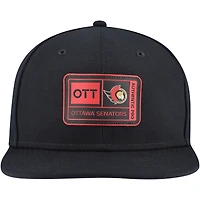 Casquette Snapback authentique noire pour camp d'entraînement des Sénateurs d'Ottawa Fanatics pour hommes