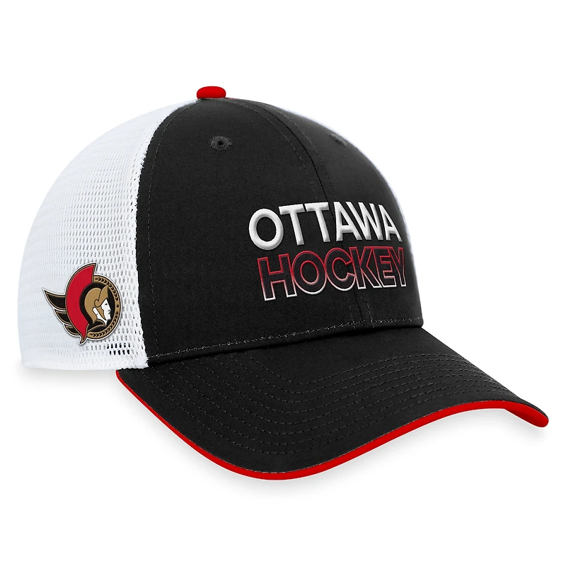 Casquette trucker authentique Pro des Sénateurs d'Ottawa, noire, pour homme, Fanatics, ajustable