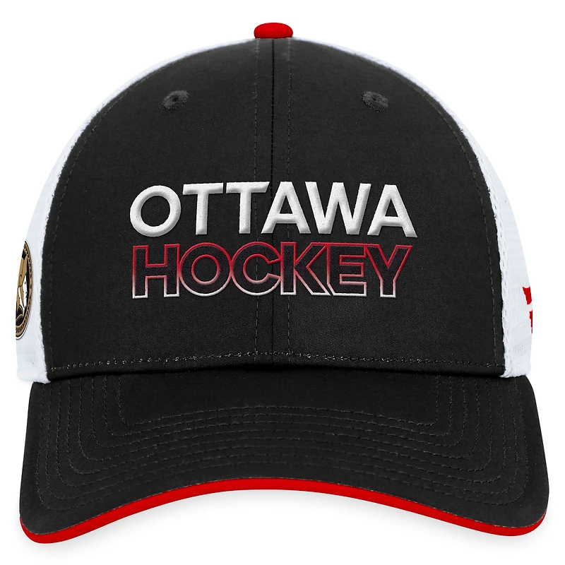 Casquette trucker authentique Pro des Sénateurs d'Ottawa, noire, pour homme, Fanatics, ajustable