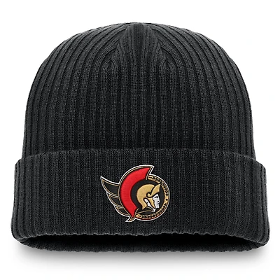 Bonnet en tricot à revers Fanatics noir pour homme des Sénateurs d'Ottawa
