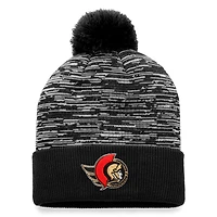 Men's Fanatics Black Ottawa Senators Defender Cuffed Knit Hat with Pom