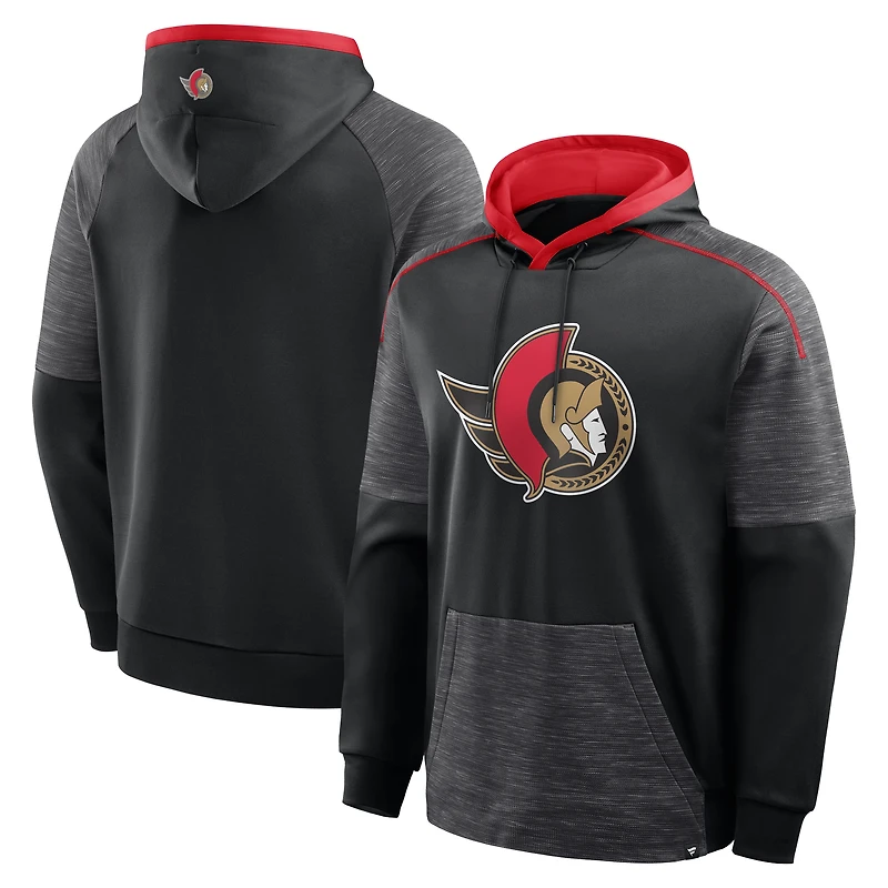 Sweat à capuche Fanatics noir pour homme, modèle Ottawa Senators, gardien de but/défenseur